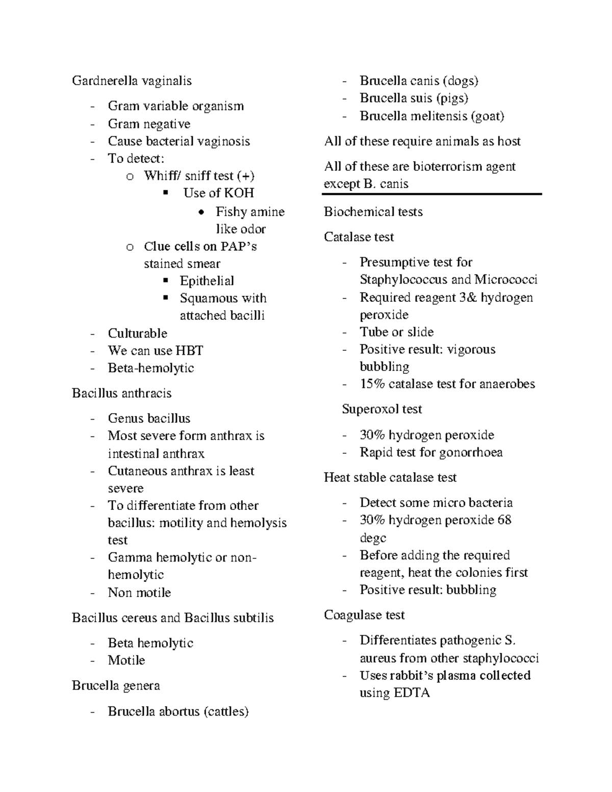 Bacteriology Review Notes - 13 - Gardnerella vaginalis Gram variable ...