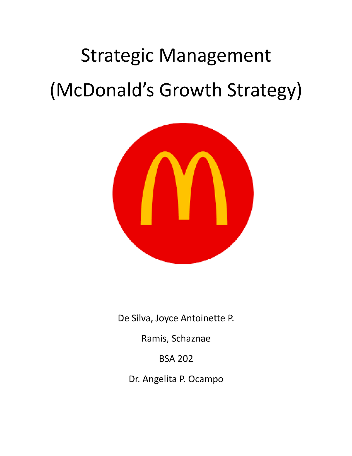 Mc Donald's Growth Strategies - Strategic Management (McDonald’s Growth ...