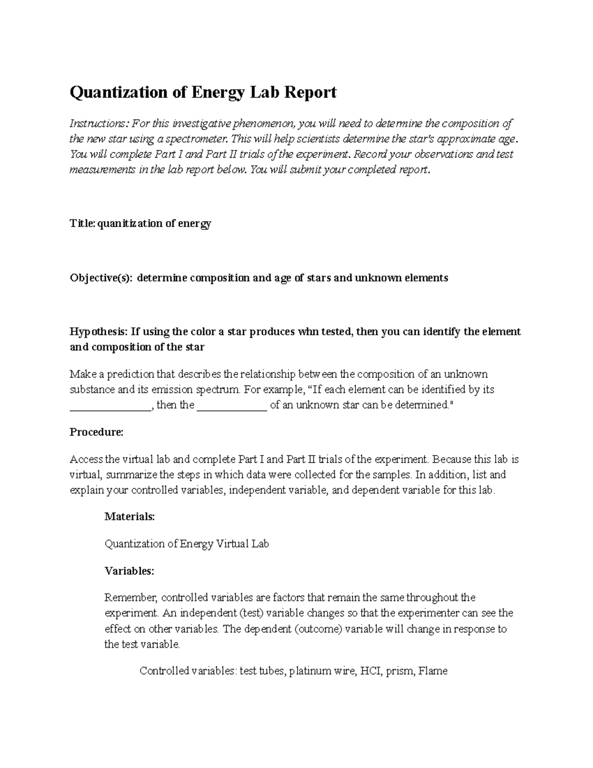 Untitled document (24) - Quantization of Energy Lab Report Instructions ...