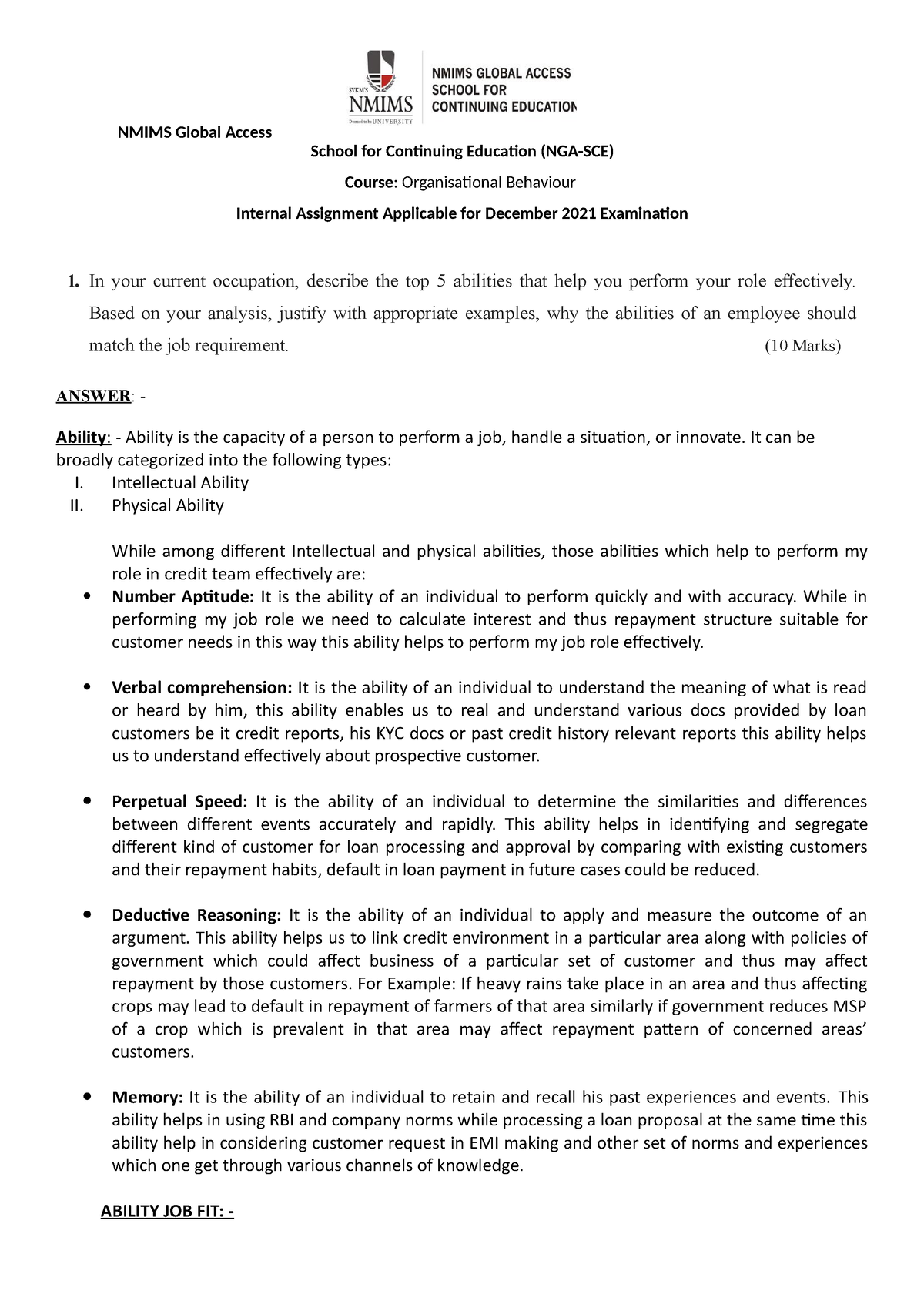 organisational behaviour assignment topics