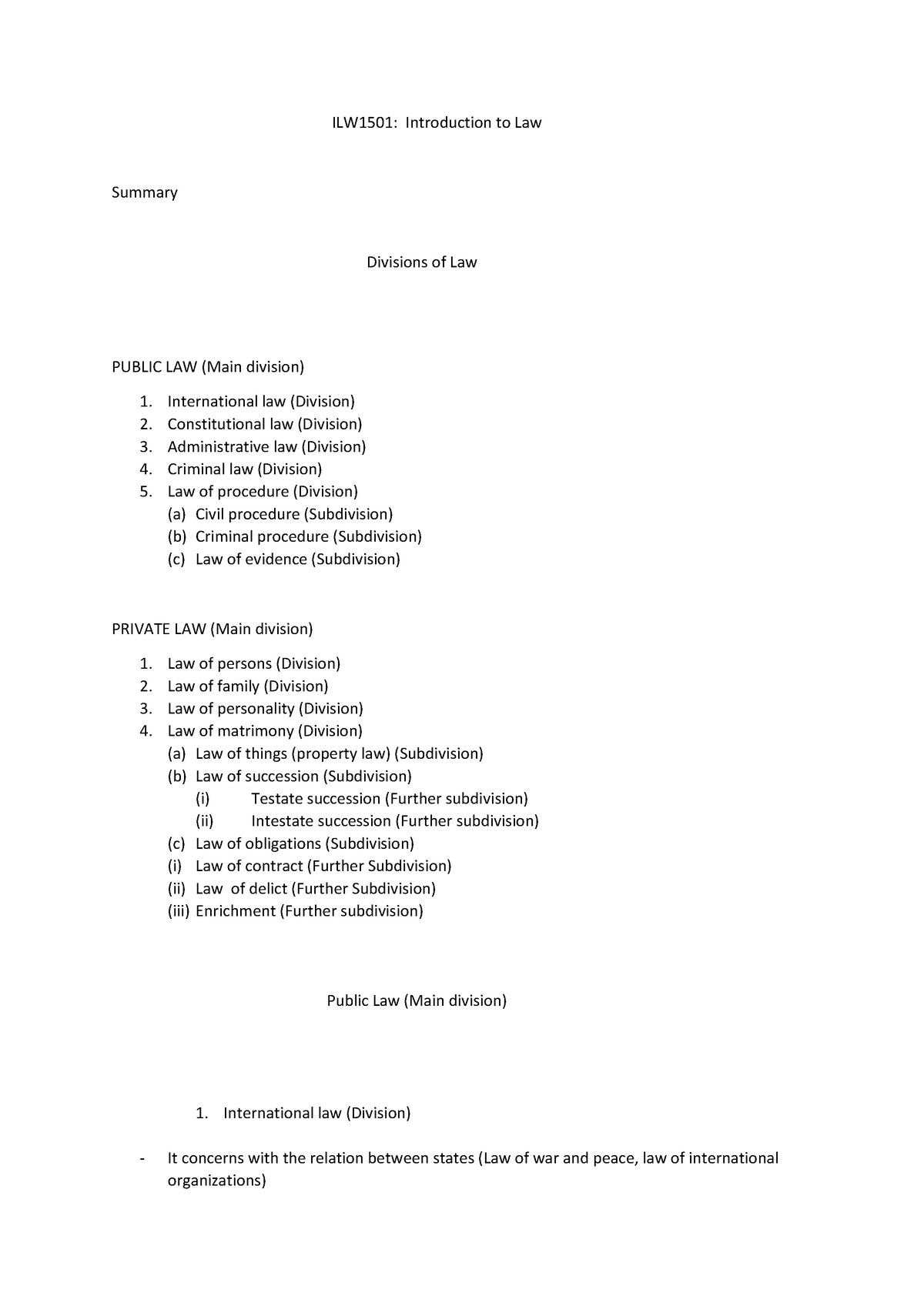 ilw1501-division-of-laws-ilw1501-introduction-to-law-summary