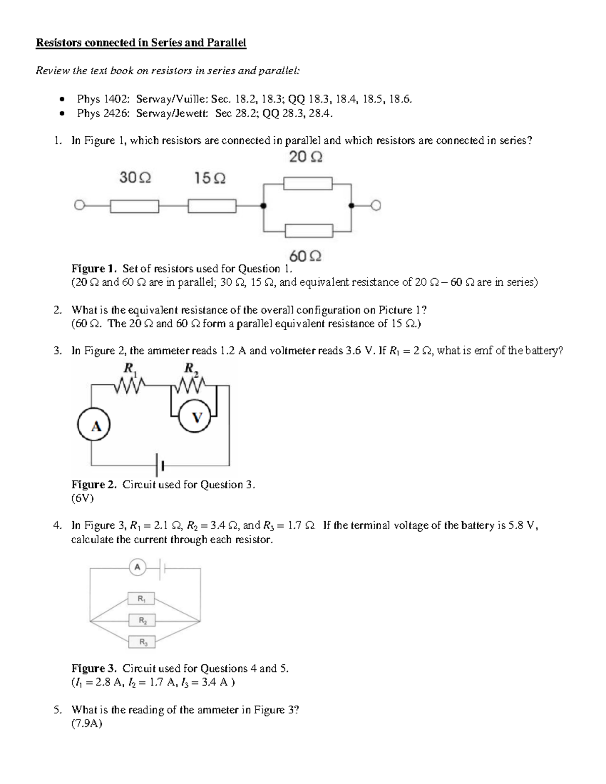 03 Practice Resistors connected in series and Parallel Resistors