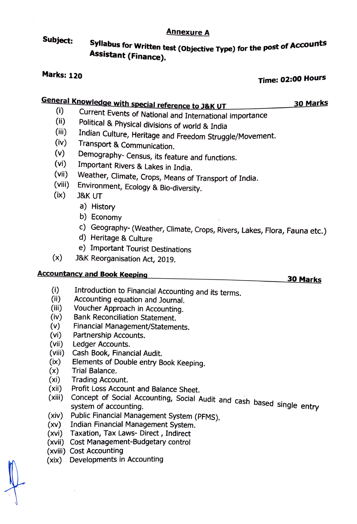 Syllabus Accnts Finance - Annexure A Subject: ASSistant abus for ...