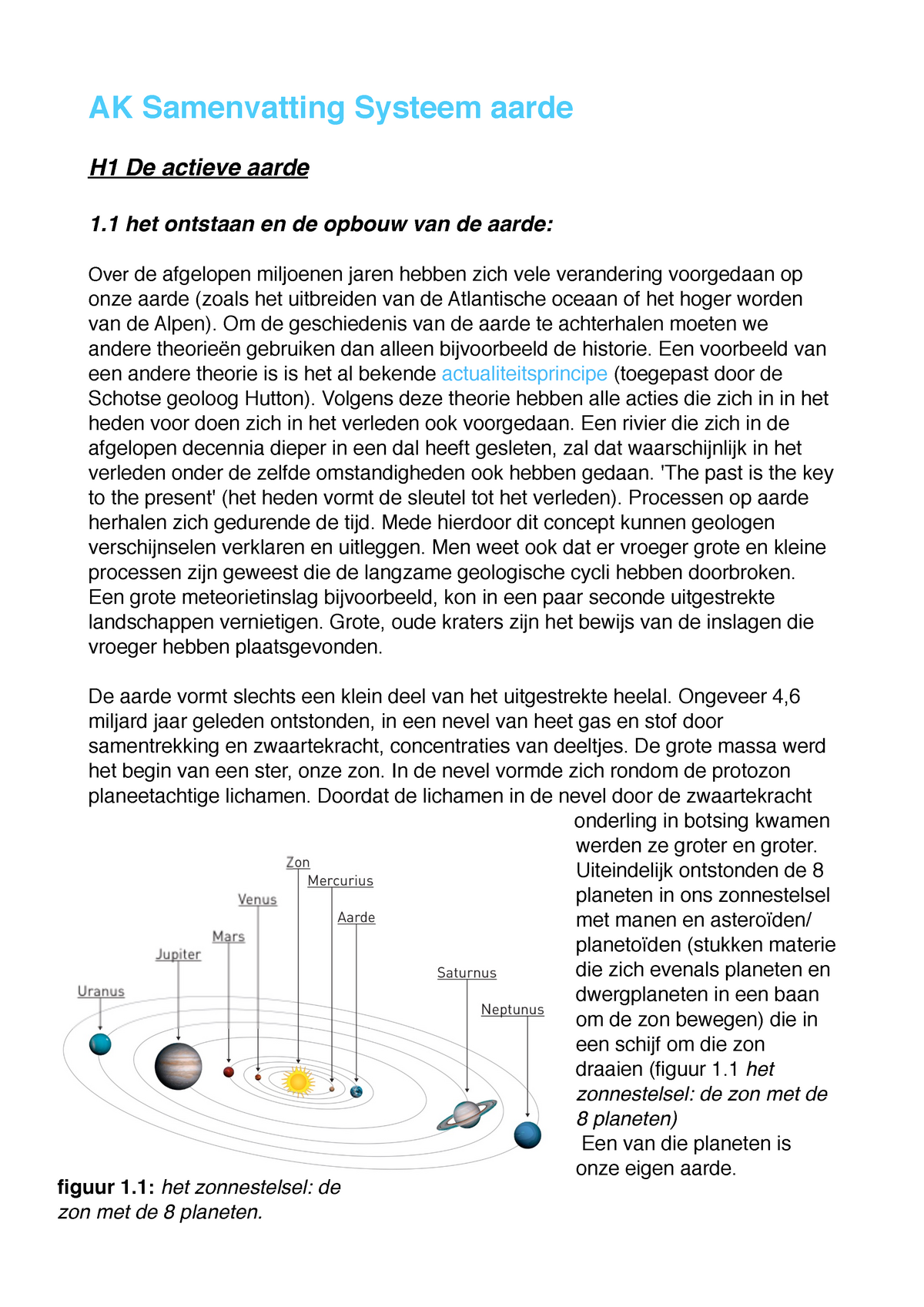 AK Samenvatting Systeem Aarde H1 & H2 - AK Samenvatting Systeem Aarde ...