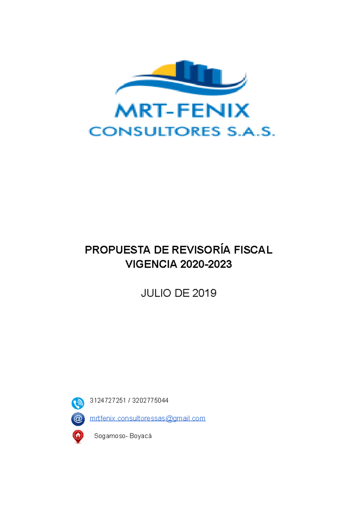 Propuesta De Revisoria Propuesta De RevisorÍa Fiscal Vigencia 2020