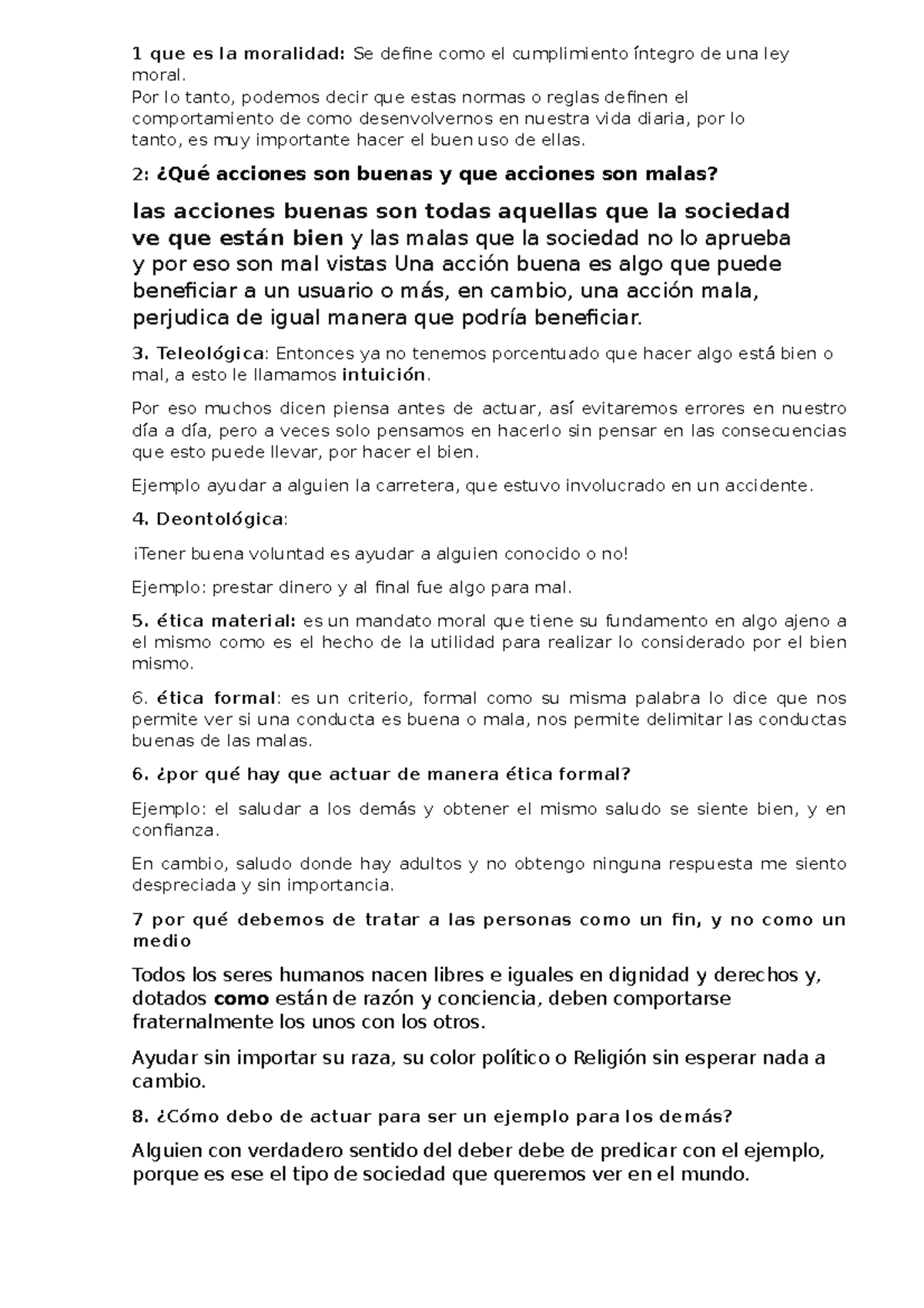 1 Que Es La Moralidad Tarea - 1 Que Es La Moralidad: Se Define Como El ...