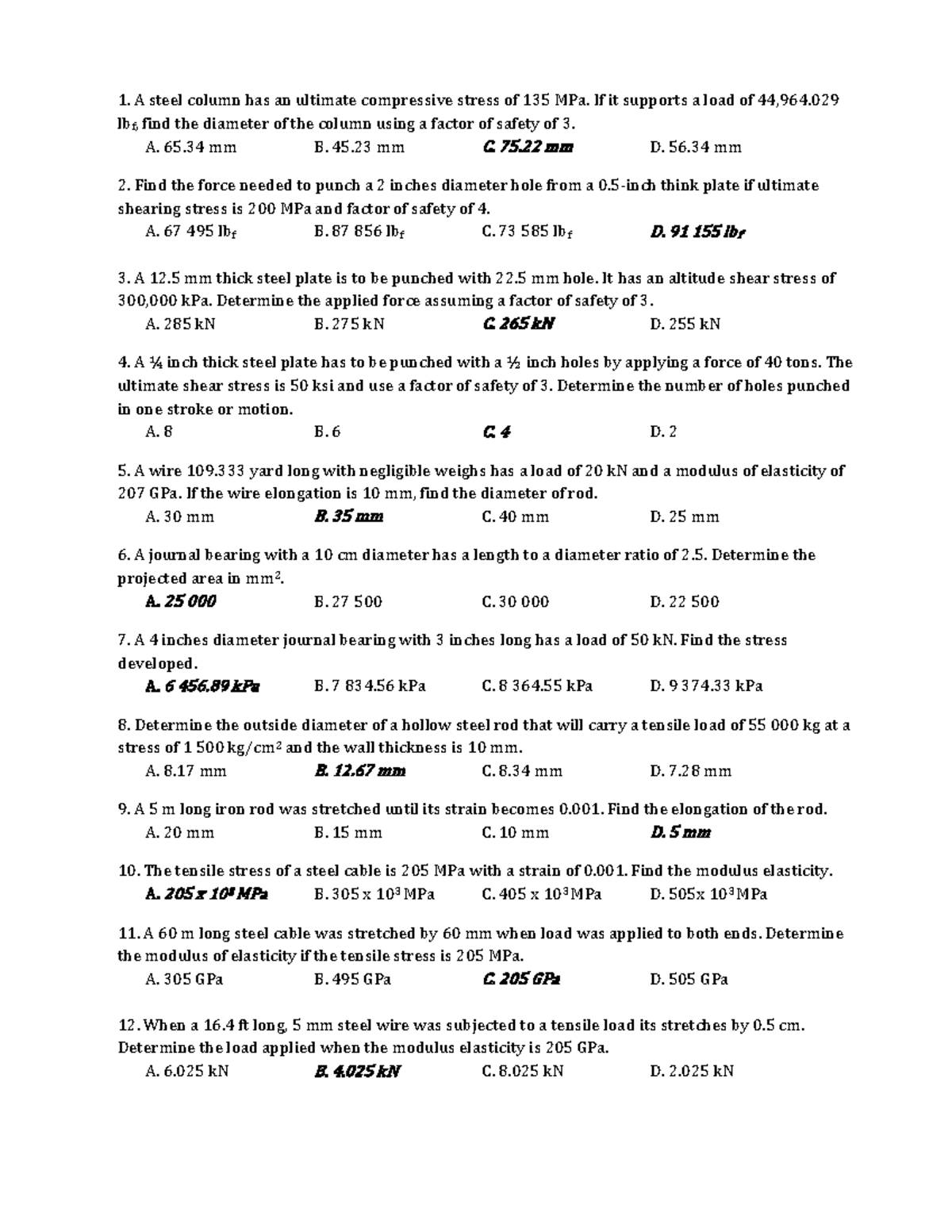 Strain-Stress-Sample-Problems - A steel column has an ultimate ...