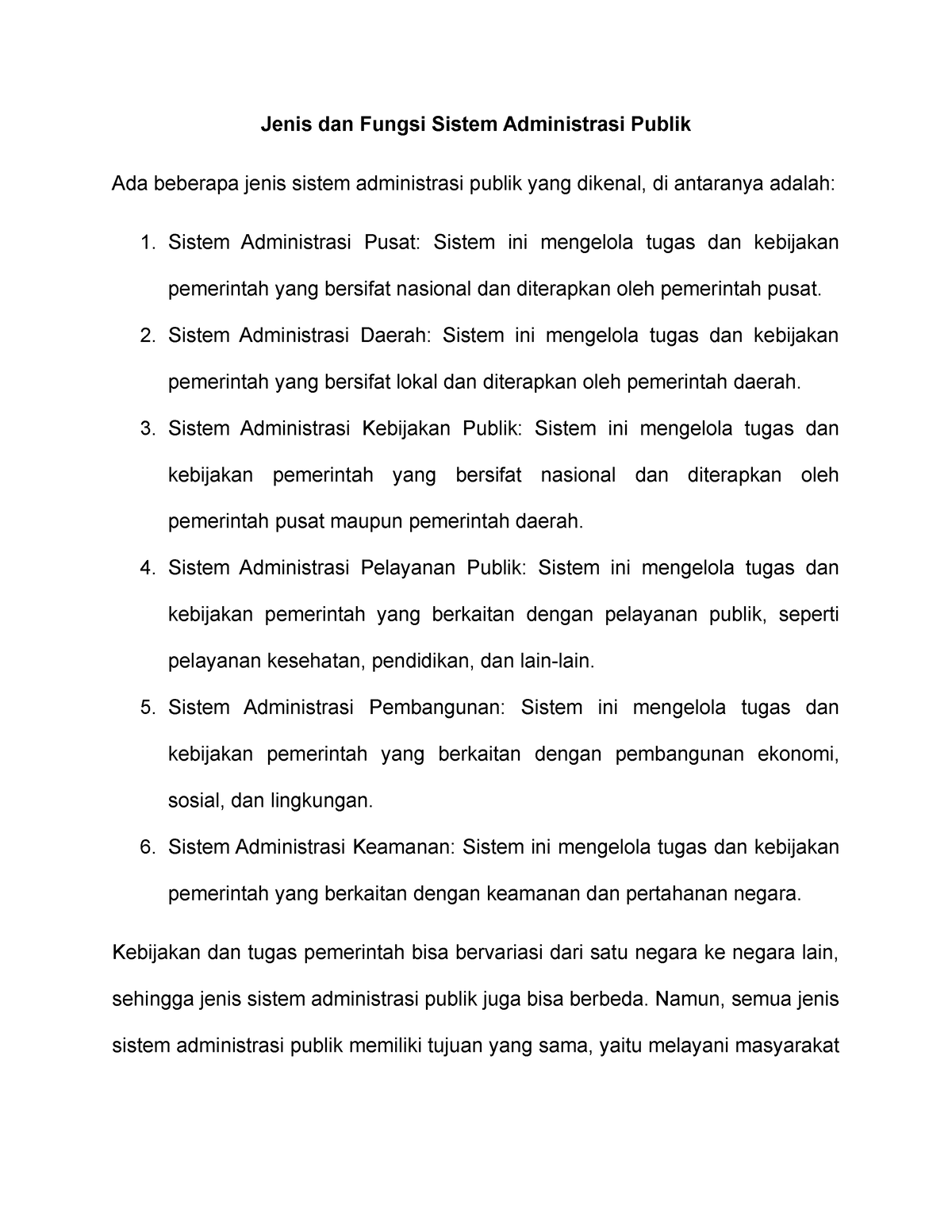 Jenis Dan Fungsi Sistem Administrasi Publik - Sistem Administrasi ...