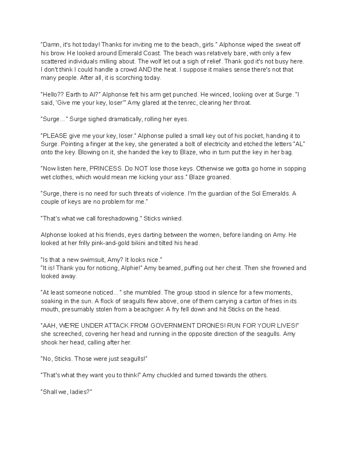 Wip Sonic OC Beach story “Damn, it's hot today! Thanks for inviting