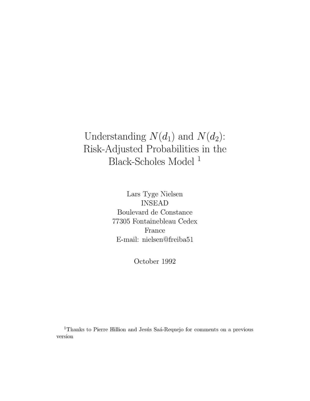 black scholes method risk adjusted probability