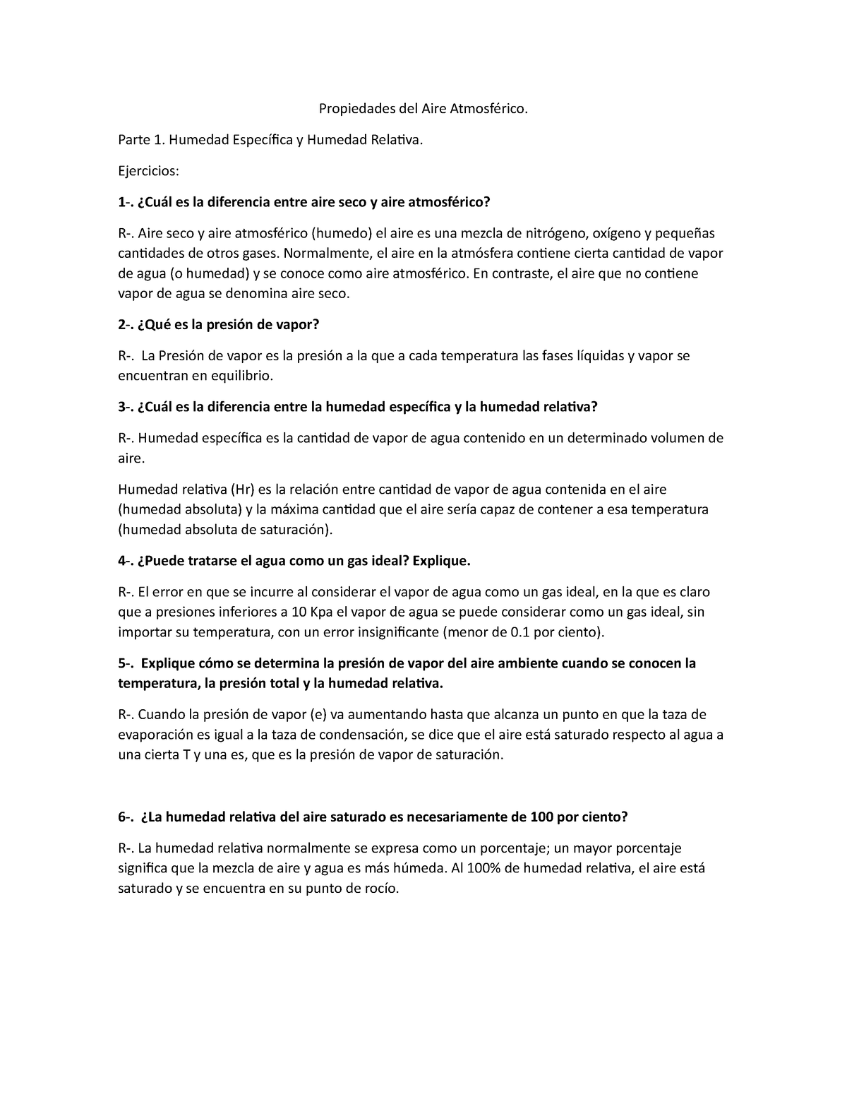 HVAC - Preguntas Paraa Repaso Contestadas - Propiedades Del Aire ...