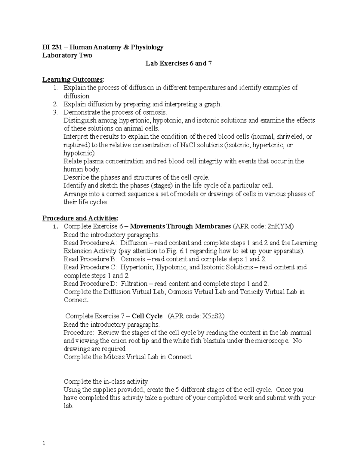 BI 231 - Lab 2 - Winter 2022 - BI 231 – Human Anatomy & Physiology ...