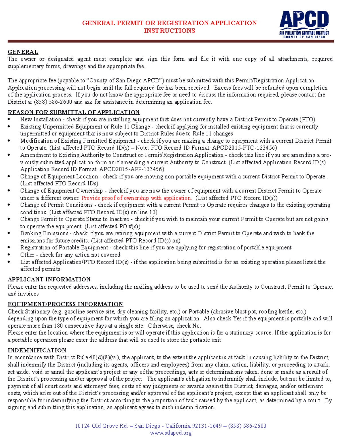 APCD General App Booth 1 - GENERAL PERMIT OR REGISTRATION APPLICATION ...