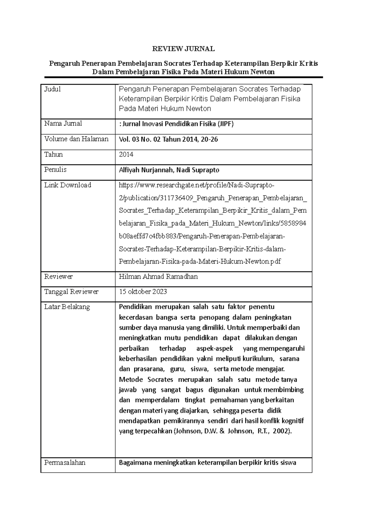 review-jurnal-1-hgjh-review-jurnal-pengaruh-penerapan-pembelajaran
