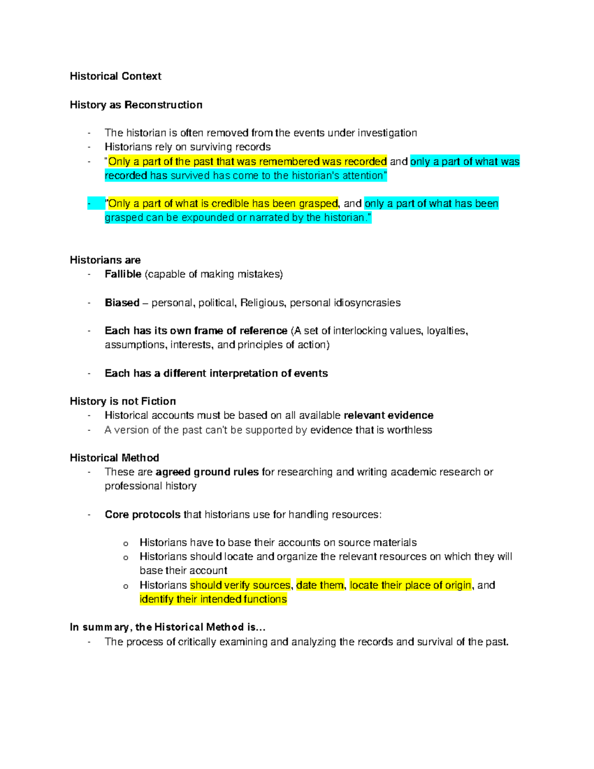 Rhist Midterm Reviewer - Historical Context History as Reconstruction ...