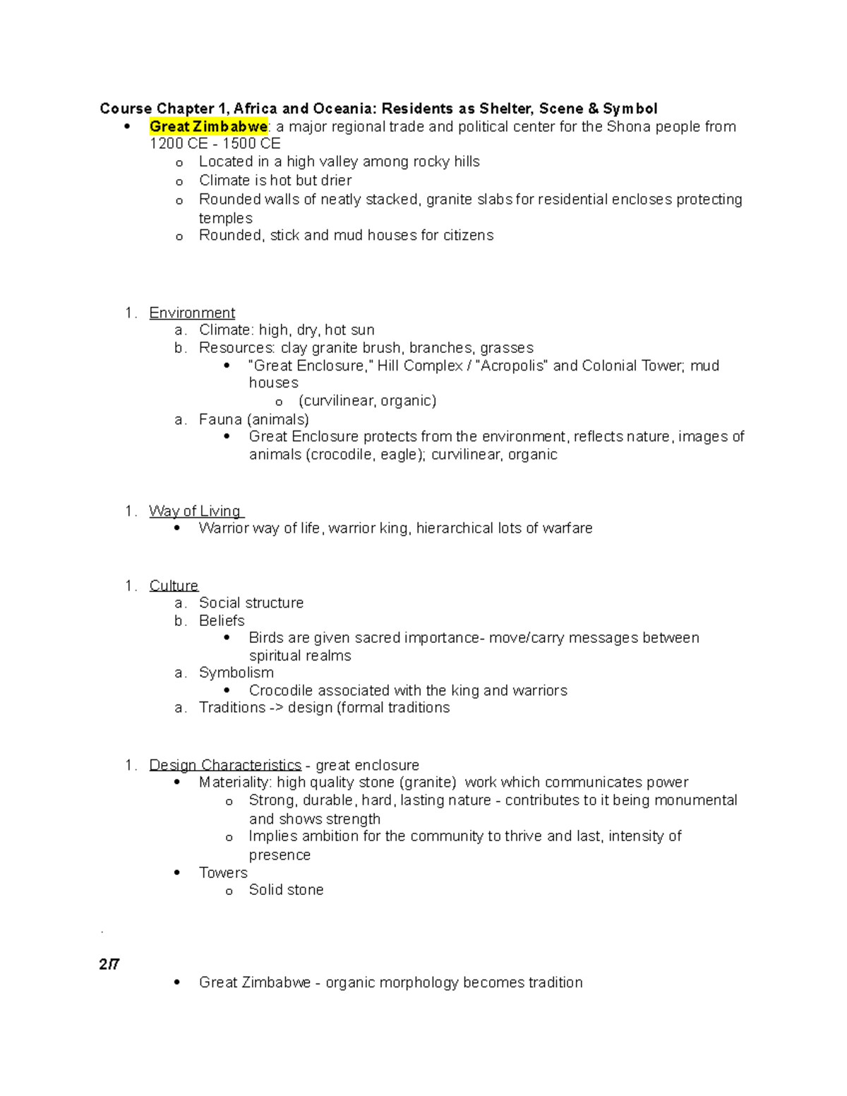 Course Chapter 1 lecture notes - Course Chapter 1, Africa and Oceania ...