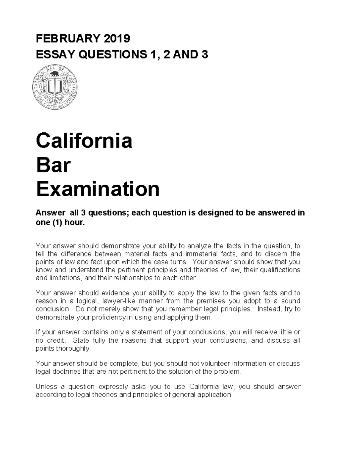 february 2022 california bar exam essay topics