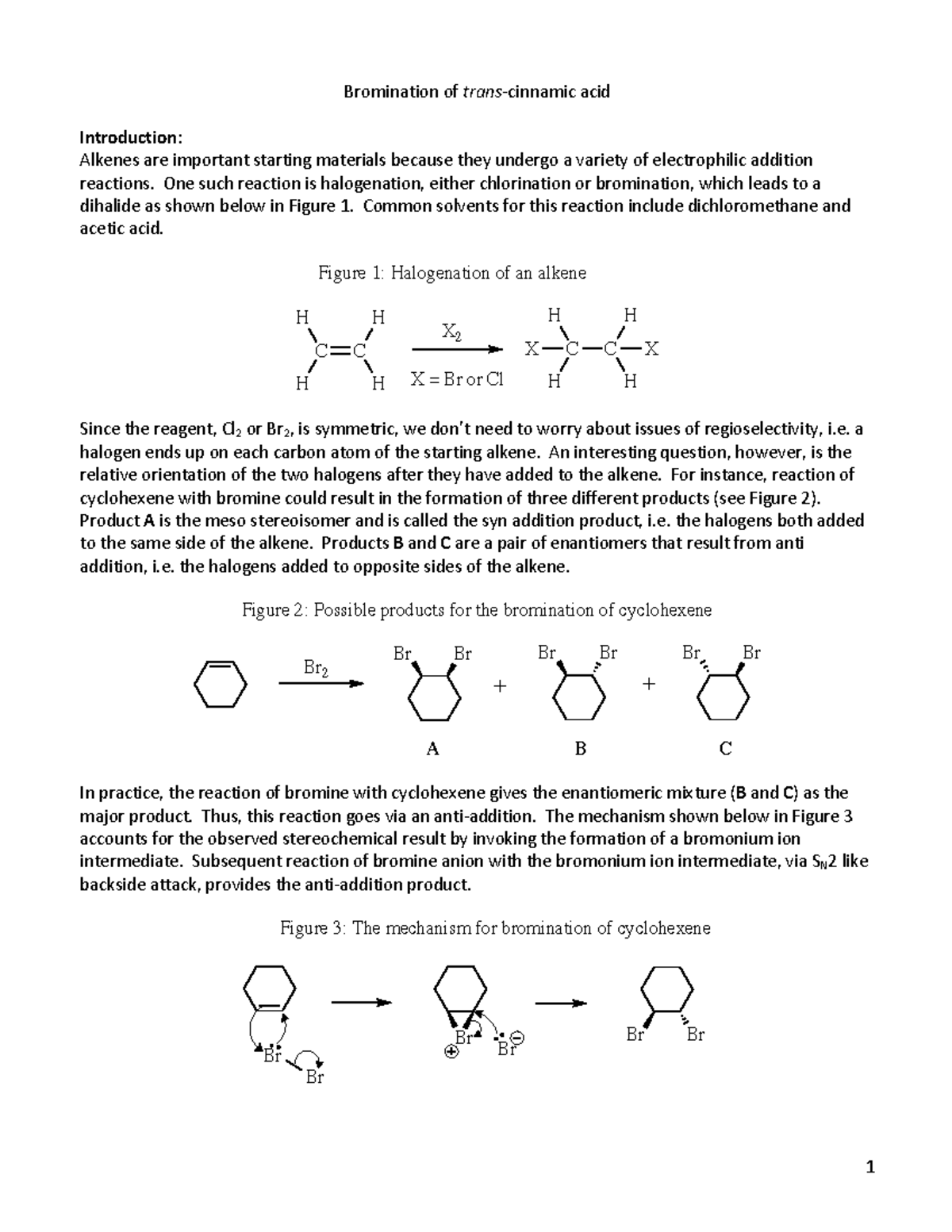 Bromination of trans-cinnamic acid - 1 Bromination of trans -cinnamic ...