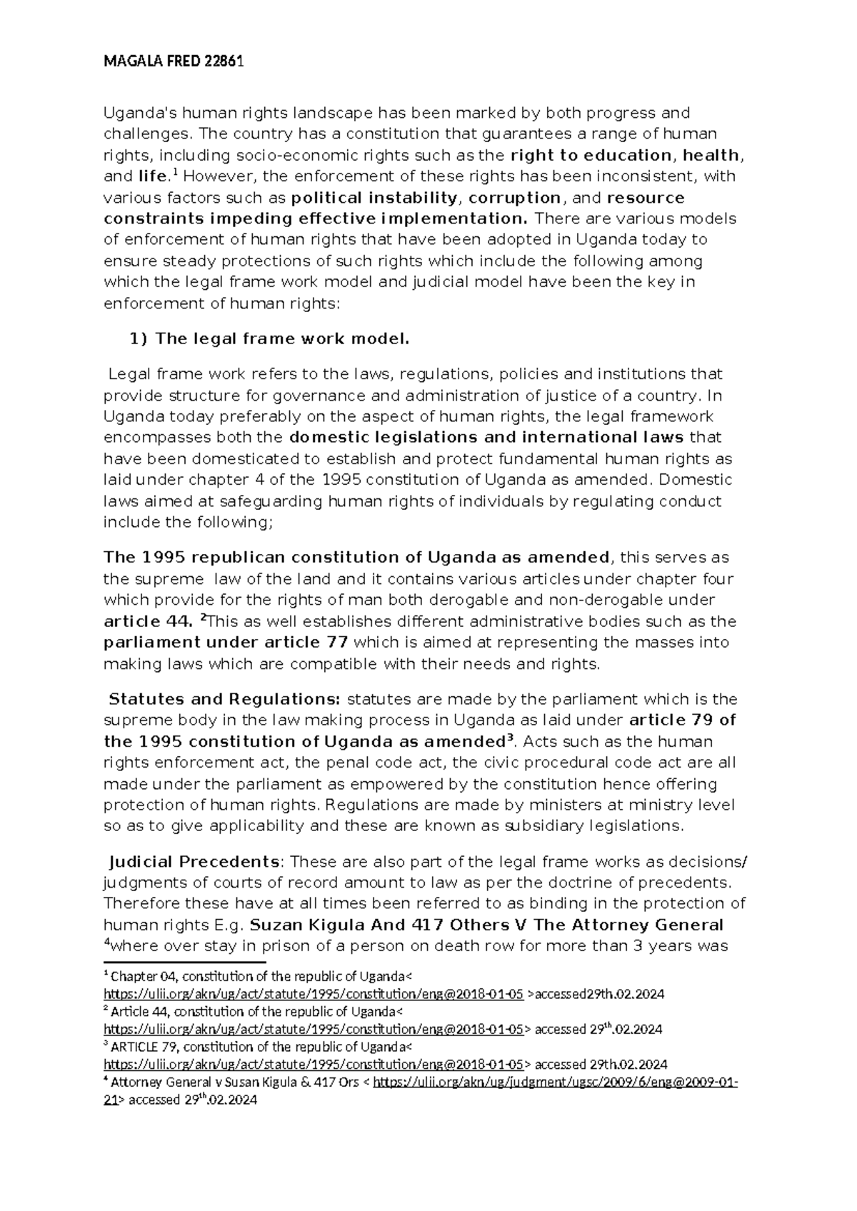1847 domestic human rights f - Uganda's human rights landscape has been ...