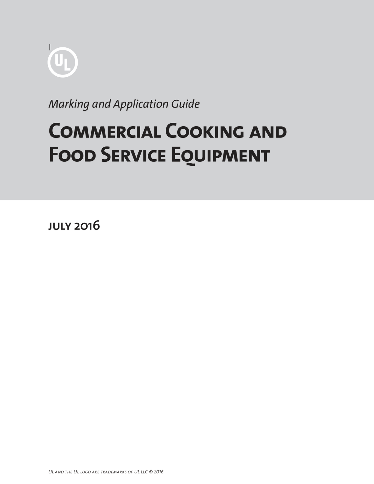Commercial Cooking AG1 Commercial Cooking Marking and Application