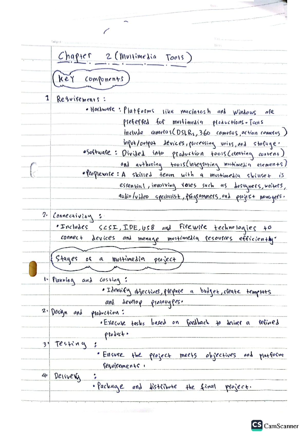 Chapter 2( Multimedia Tools) Summary - Date: ( No: Subject Date ...