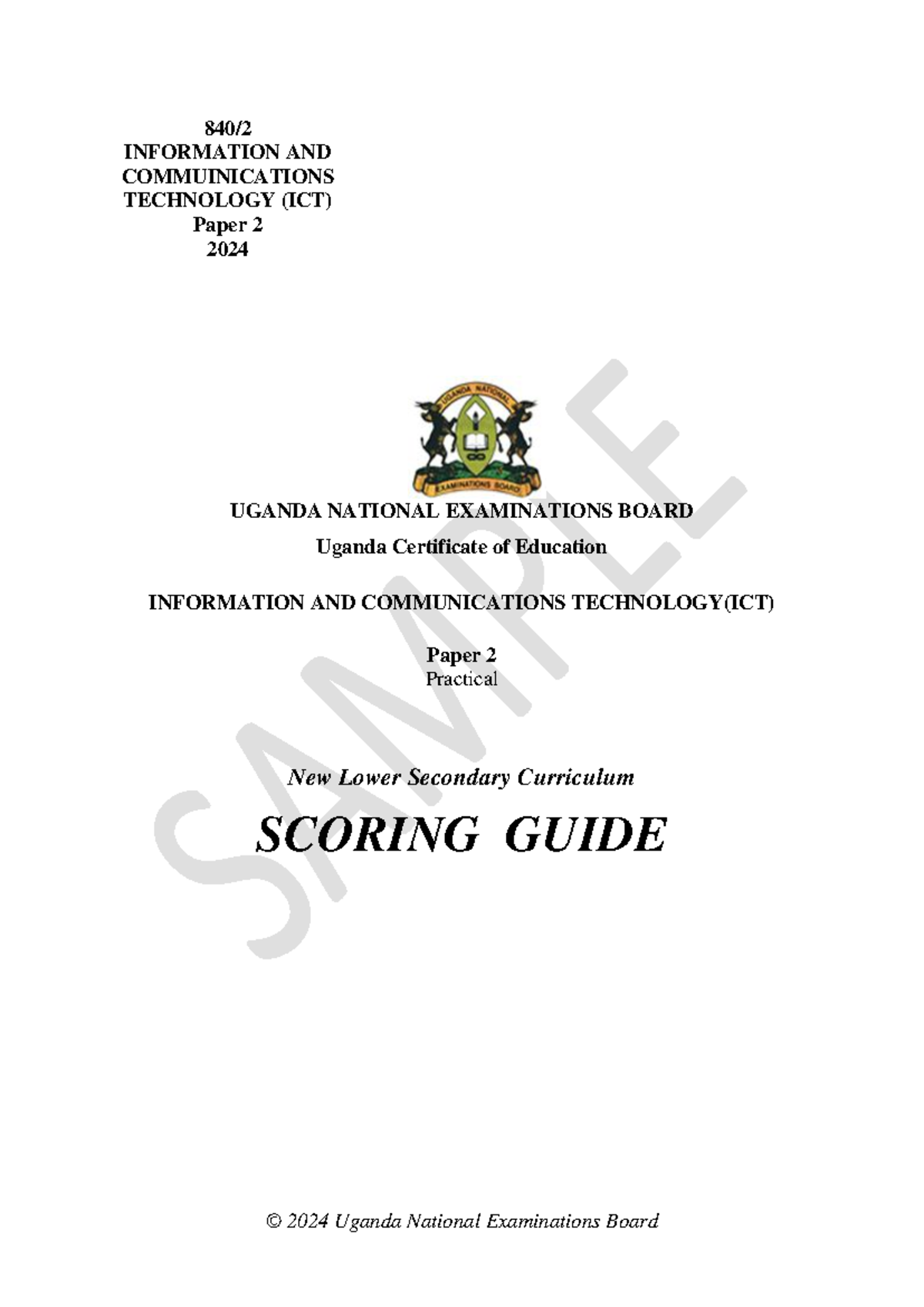 840 2 NLSC Sample 24 Guide - © 2024 Uganda National Examinations Board ...