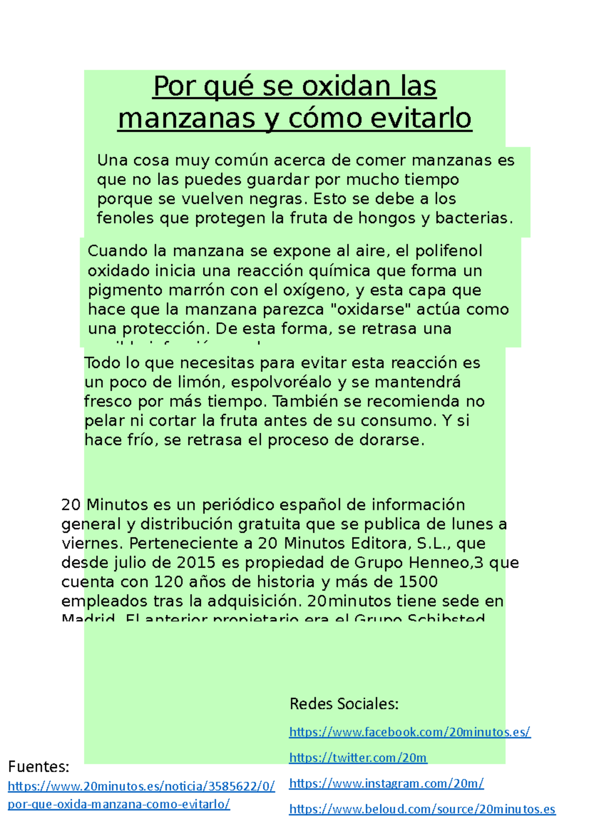 Por qué se oxidan las manzanas y cómo evitarlo 1ro E - Por qué se ...