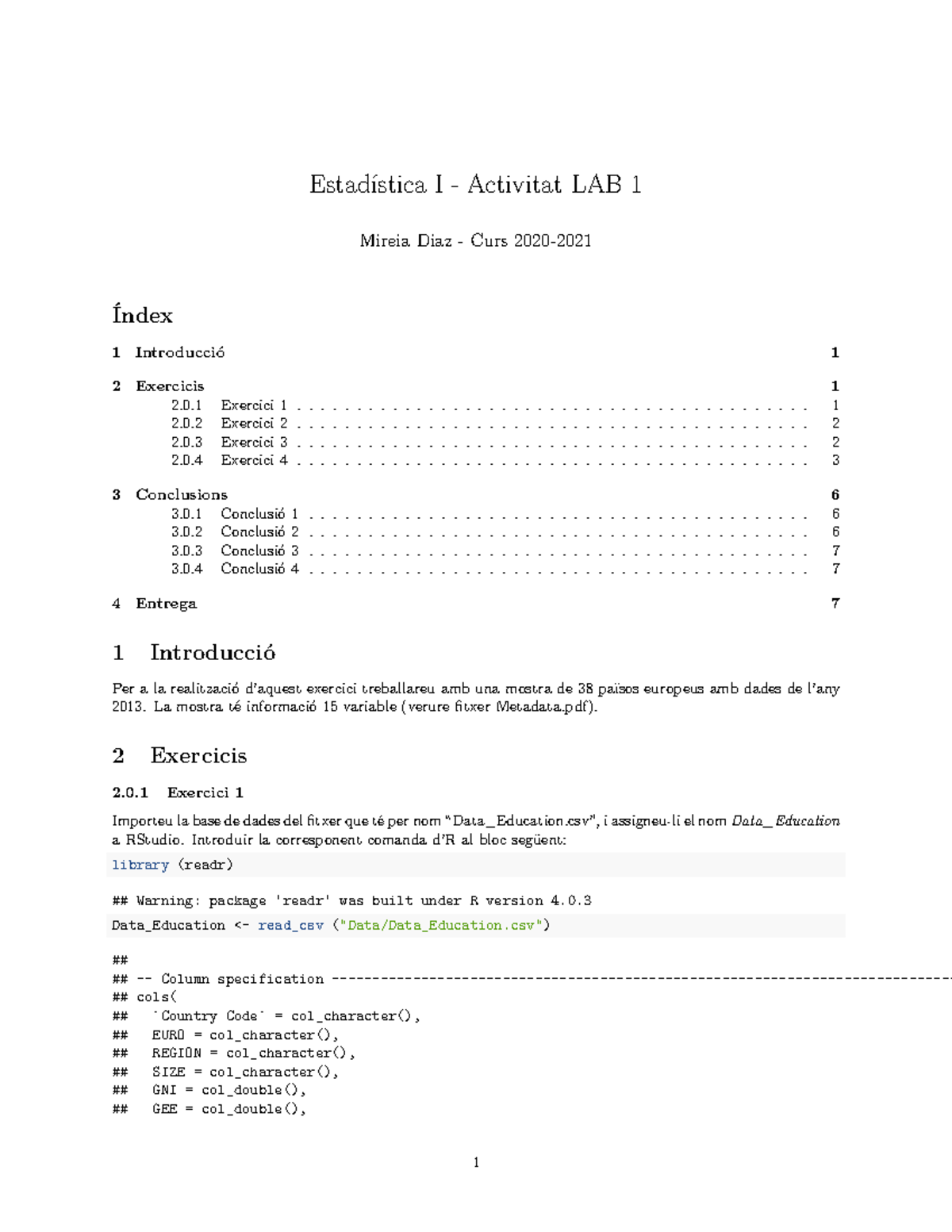LAB1 RStudio Activitat Respostes - Estadística I - Activitat LAB 1 ...