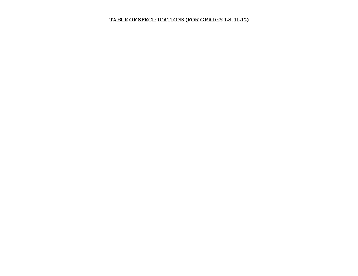 Grade 7 Q1 Science TOS - TOS - Bachelor of Science in Education Major ...