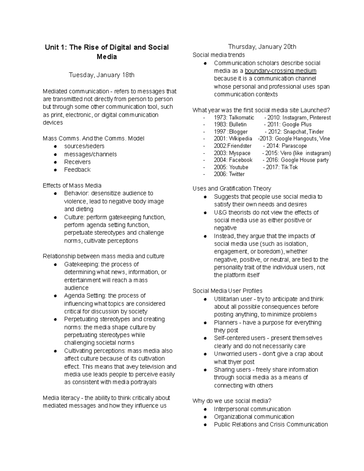 Intro MC&SM Unit 1 - Unit 1: The Rise of Digital and Social Media ...
