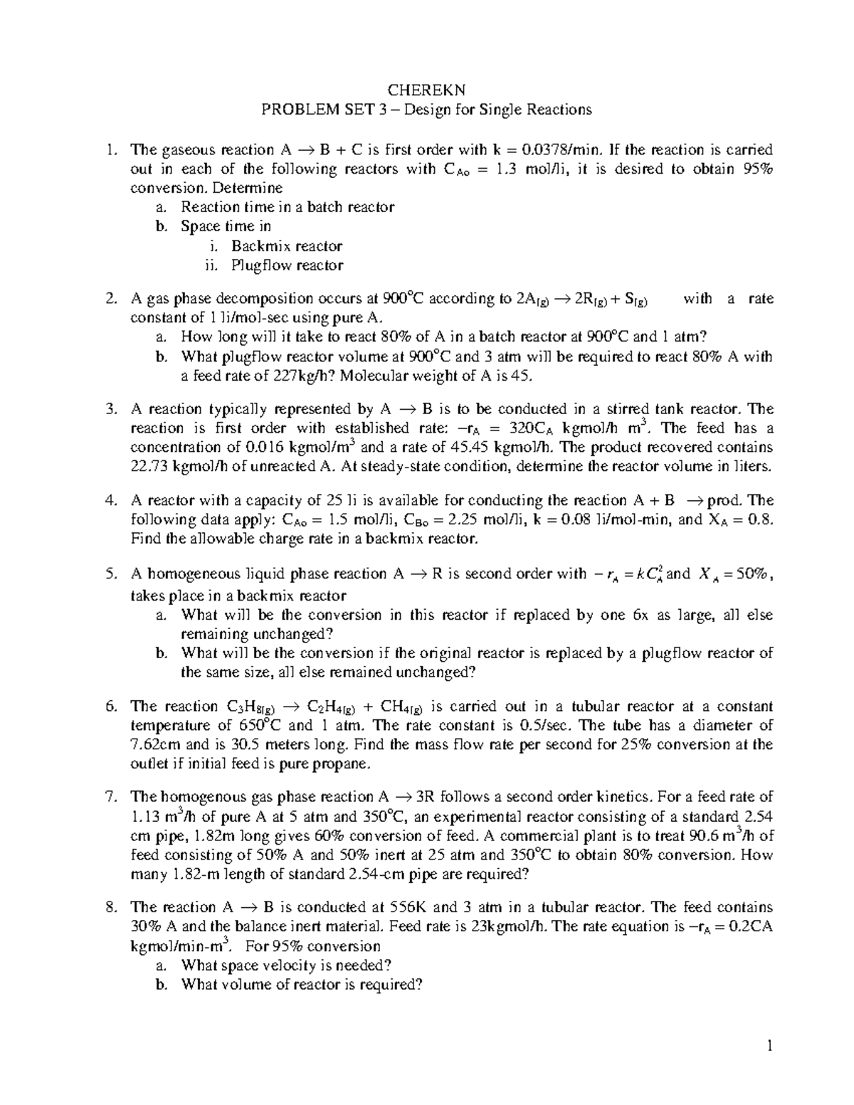 Cherekn Problem Set 3 - CHEREKN PROBLEM SET 3 – Design for Single ...