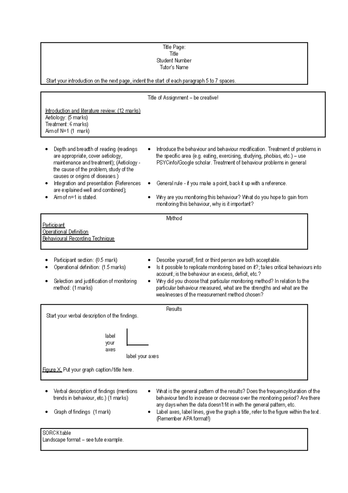 Marking criteria - Title Page: Title Student Number Tutor’s Name Start ...