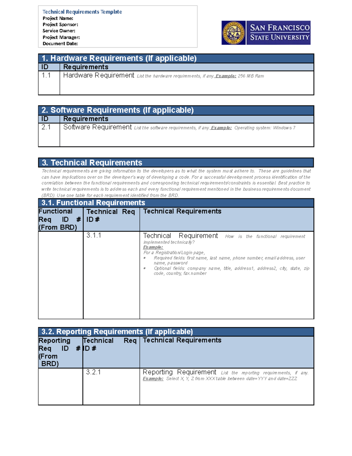 Sfsu technical requirements template v16 - Technical Requirements ...