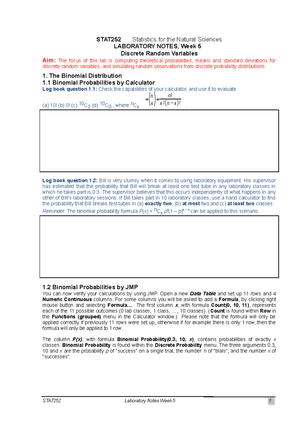 Logbook Week 5 - help - STAT252 Statistics for the Natural Sciences ...