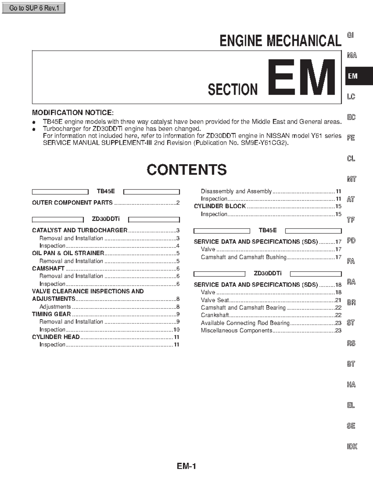 Em - manual - ENGINE MECHANICAL SECTION EM MODIFICATION NOTICE: I TB45E ...