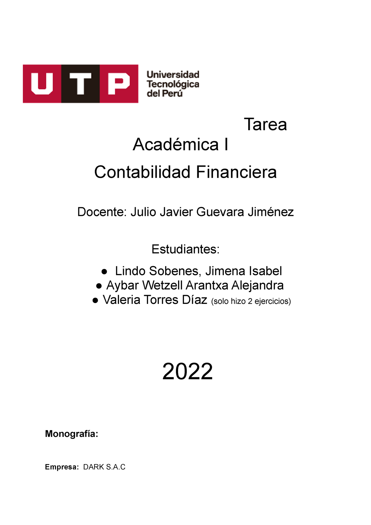 Tarea Académica I Contabilidad Financiera Tarea Académica I Contabilidad Financiera Docente 8804