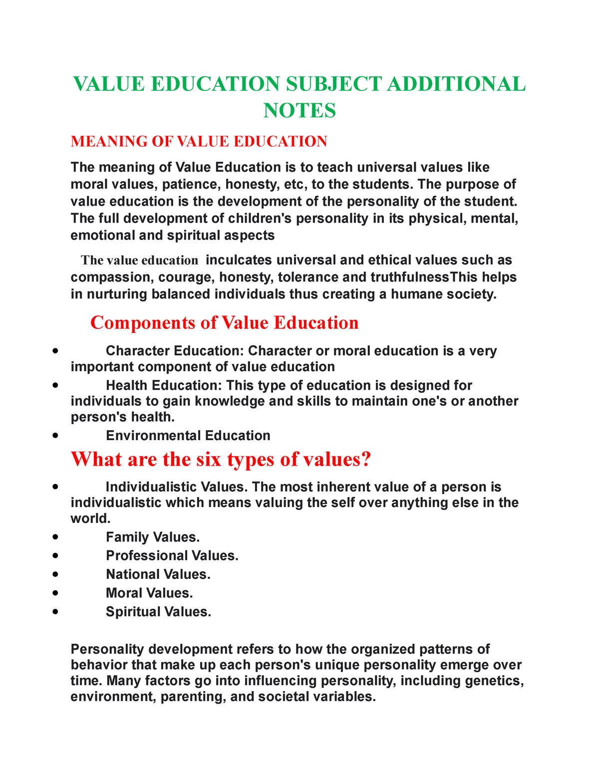 a short note on value of education