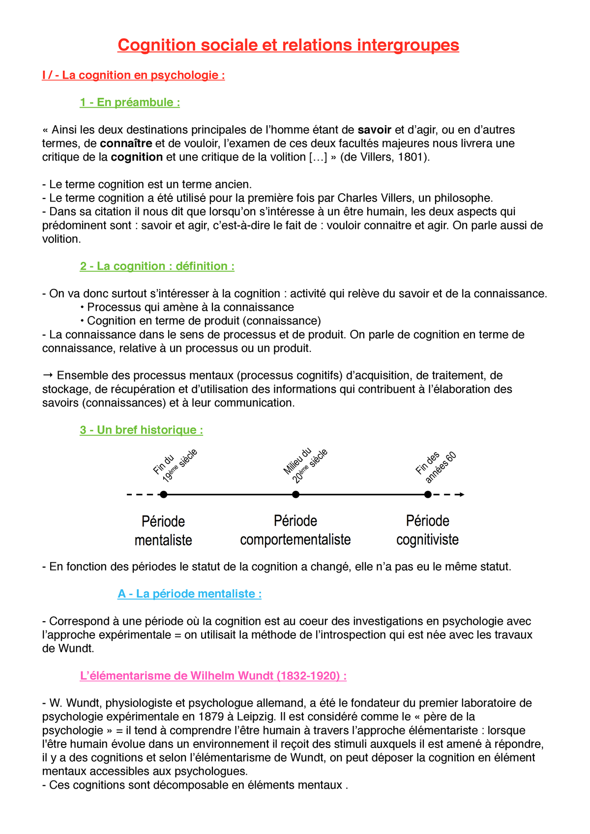 Cognition Sociale Et Relations Intergroupes S4 Ue2 M2 Cm 1 A 3 Manon Ferreira Cognition Studocu