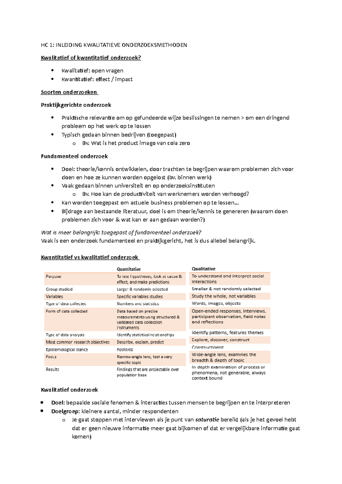 HC-1 - Samenvatting Kwalitatieve Onderzoeksmethoden - HC 1: INLEIDING ...