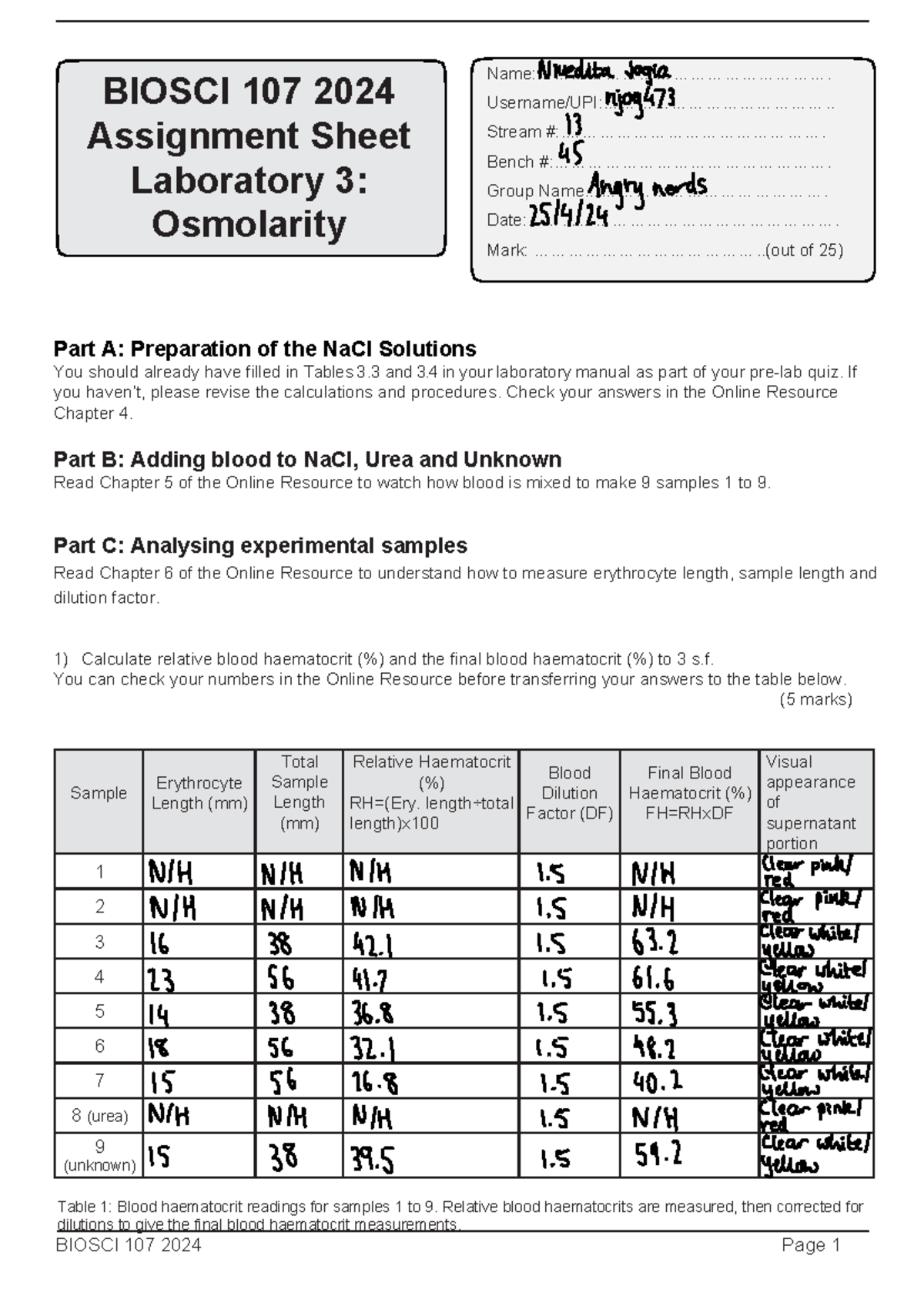 Lab+3+Assignment - Lab 3 report - BIOSCI 107 202 4 Page 1 Part A ...