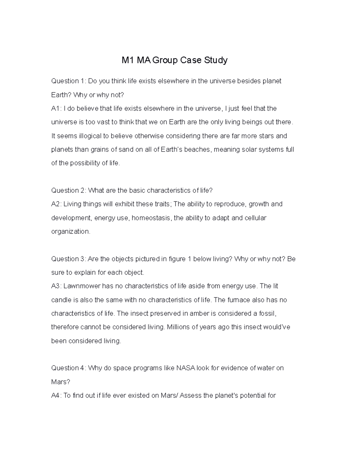 M1 MA Group Case Study - M1 MA Group Case Study Question 1: Do you ...