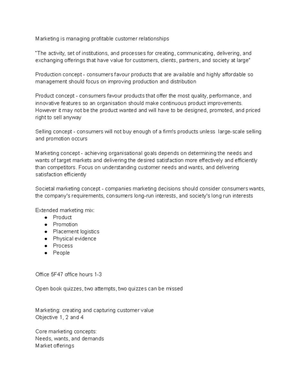 Lecture 1, chapter 1 - Summary Principles of Marketing - Marketing is ...
