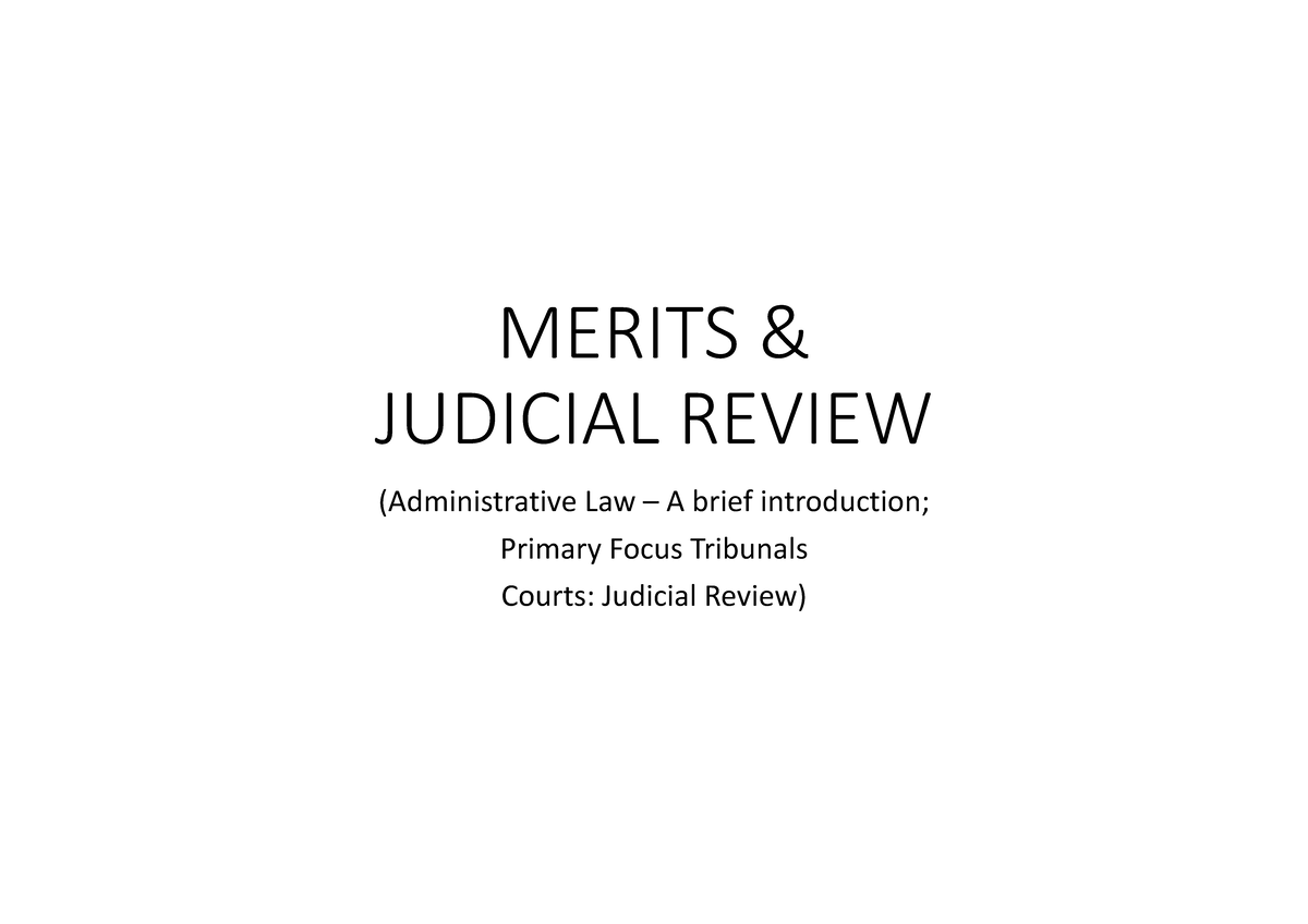 Administrative Law Review Tribunals Sonia Allan-2 - MERITS & JUDICIAL ...