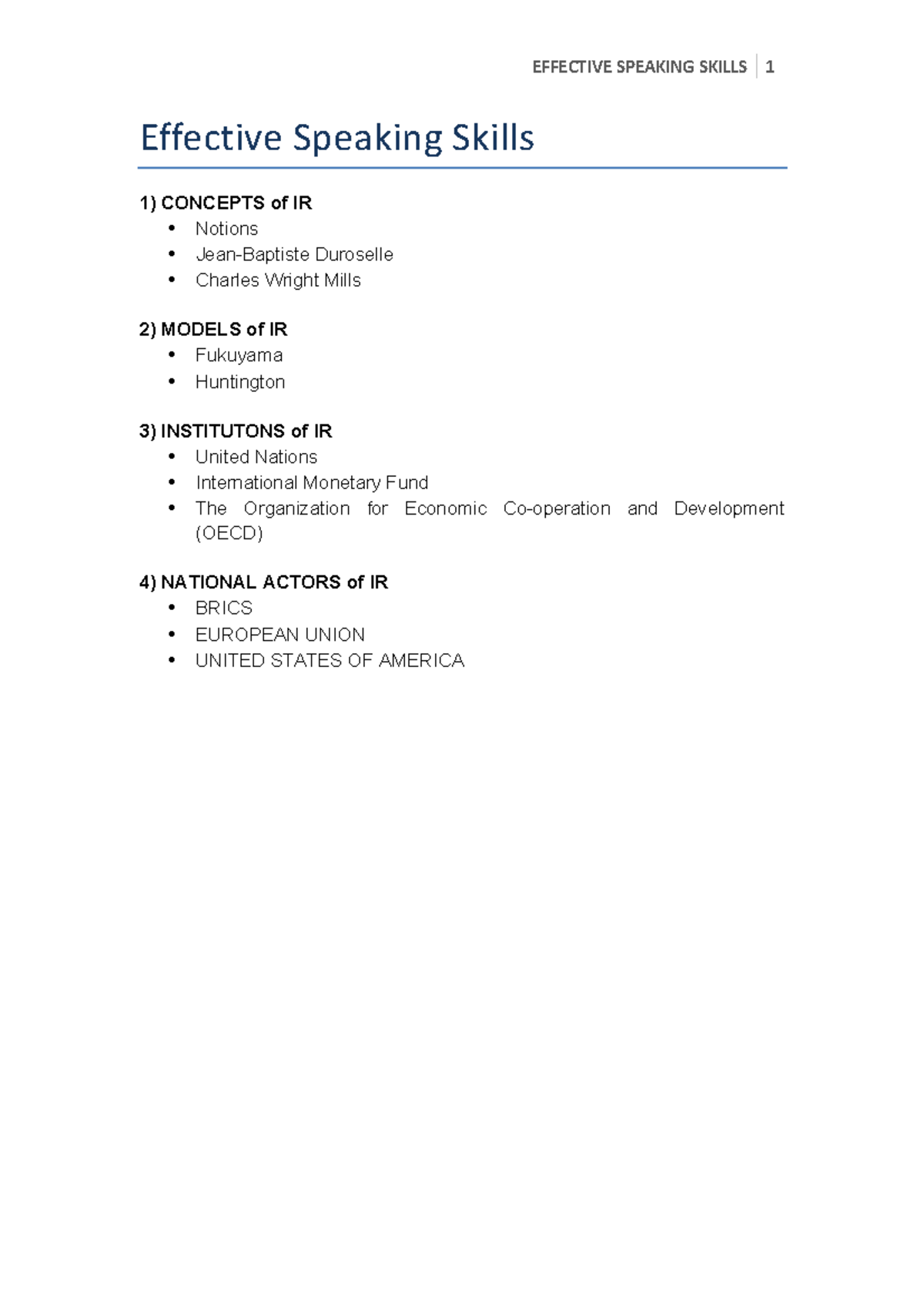 Effective Speaking Skills Part I Effective Speaking Skills 1