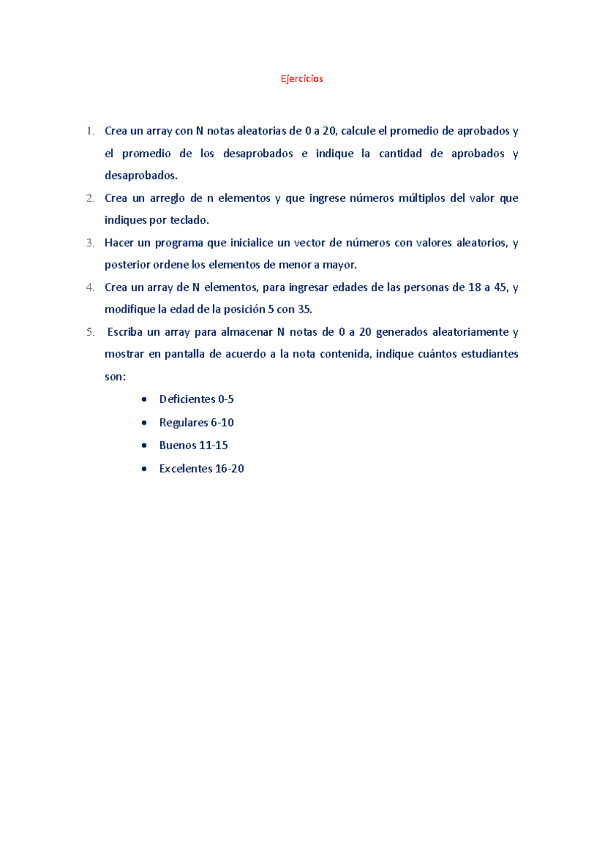 Ejer ED 02 - Ejercicios para practicar - Ejercicios Crea un array con N ...