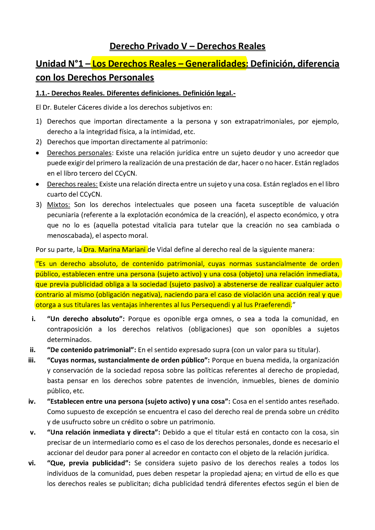 Resumen Reales 2020 - Derecho Privado V – Derechos Reales Unidad N°1 ...