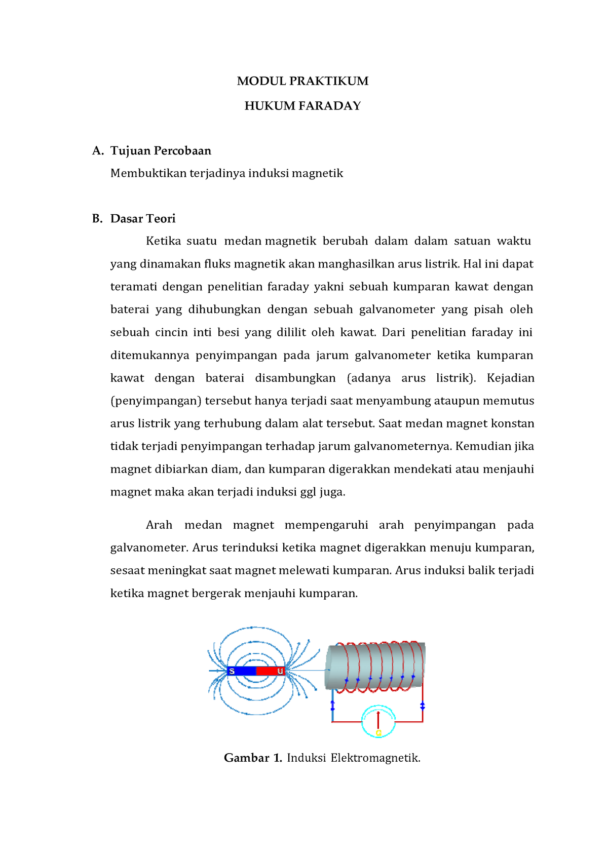 Modul Hukum Faraday Medan Magnet Arah Medan Magnet Galvanometer