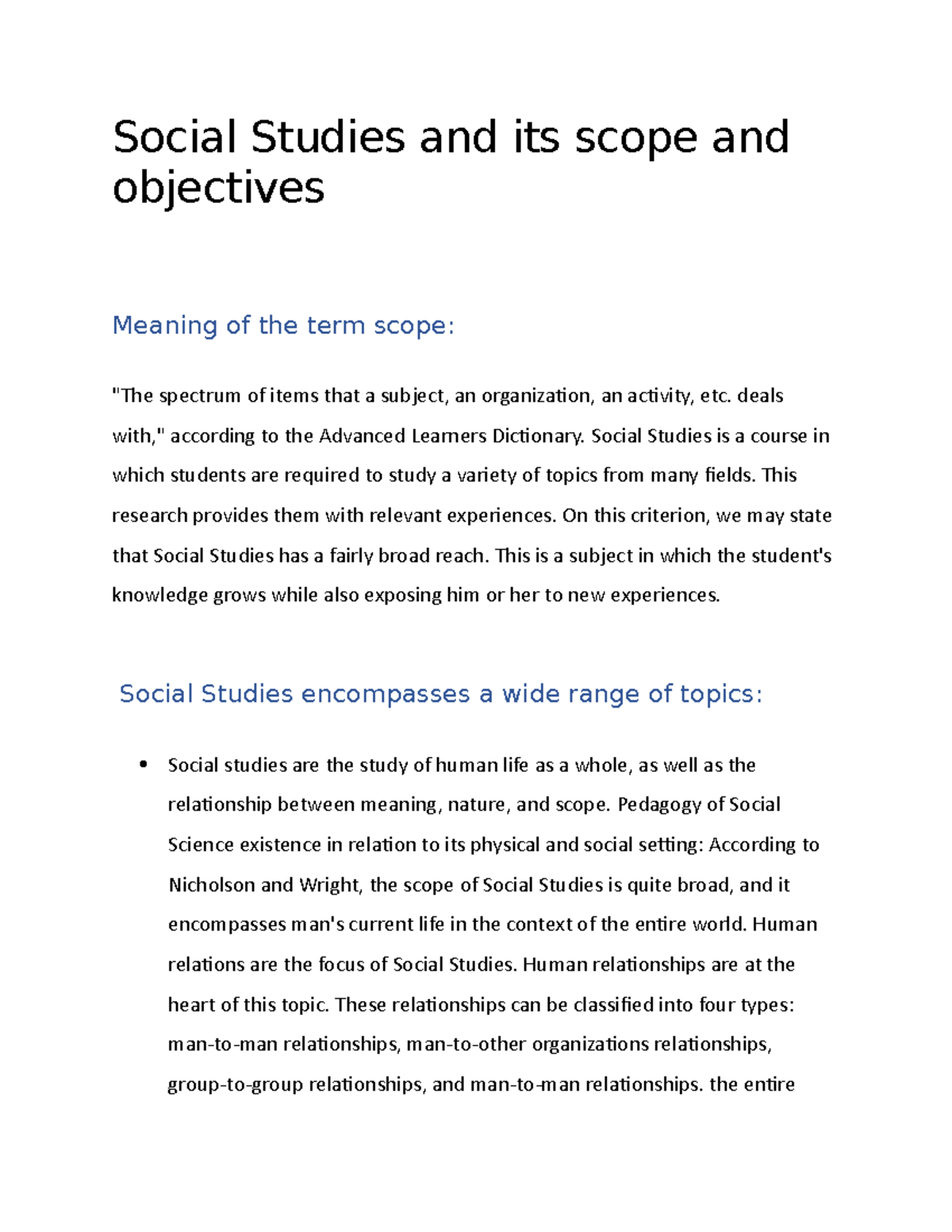 objectives in social research