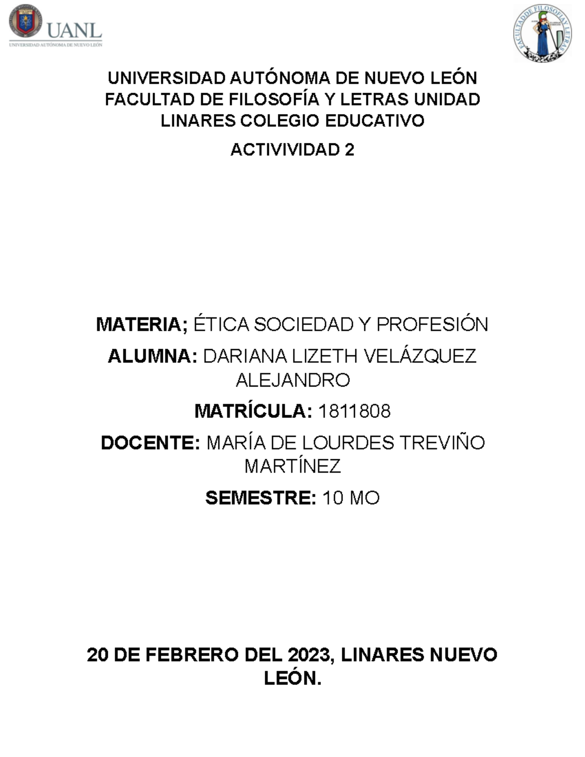 Actividad DE Aprendizaje 2 - UNIVERSIDAD AUTÓNOMA DE NUEVO LEÓN ...