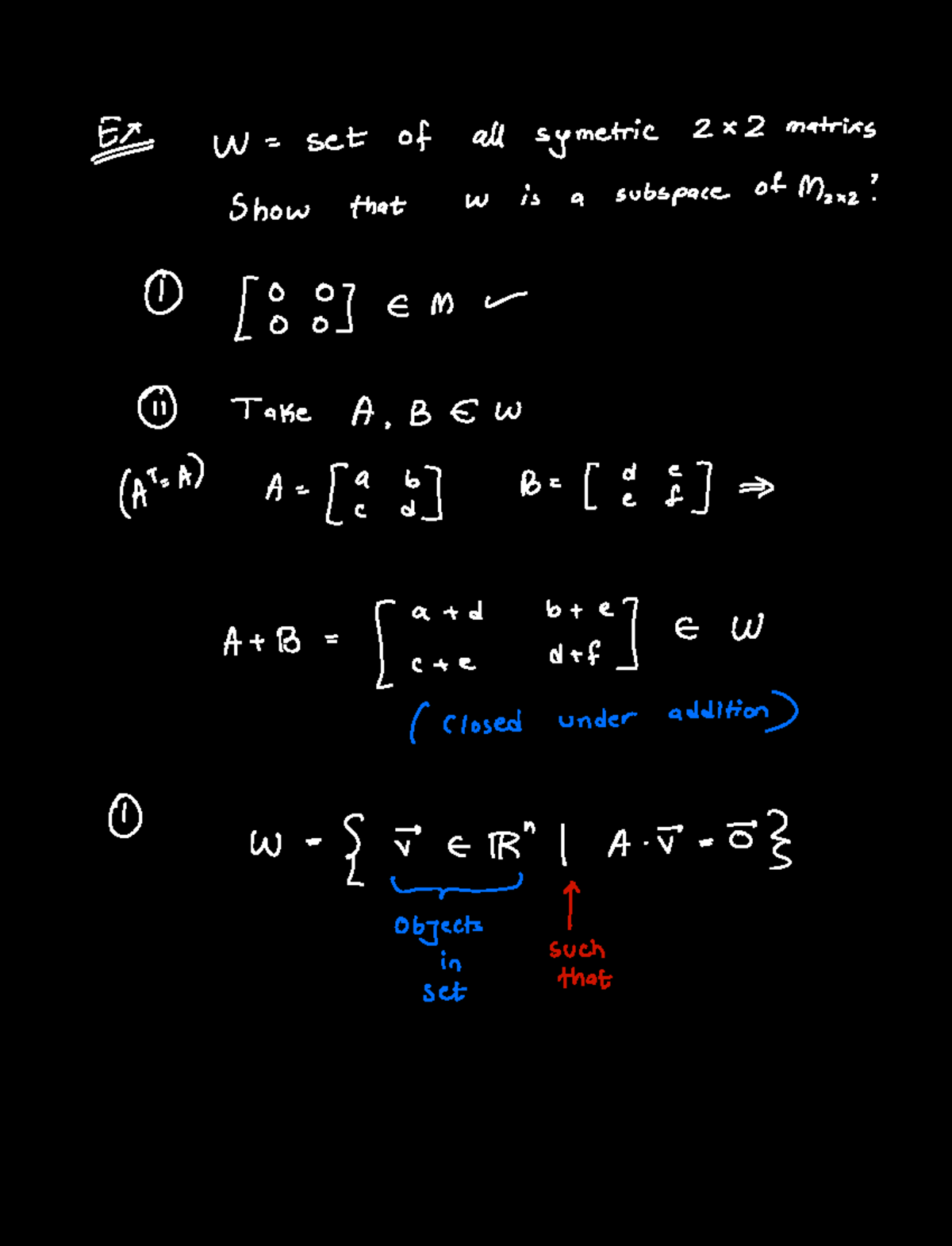 Lecture 14 - Bryran Neverez - Ez W Set Of All Symetric 2 2 Matrix Show 